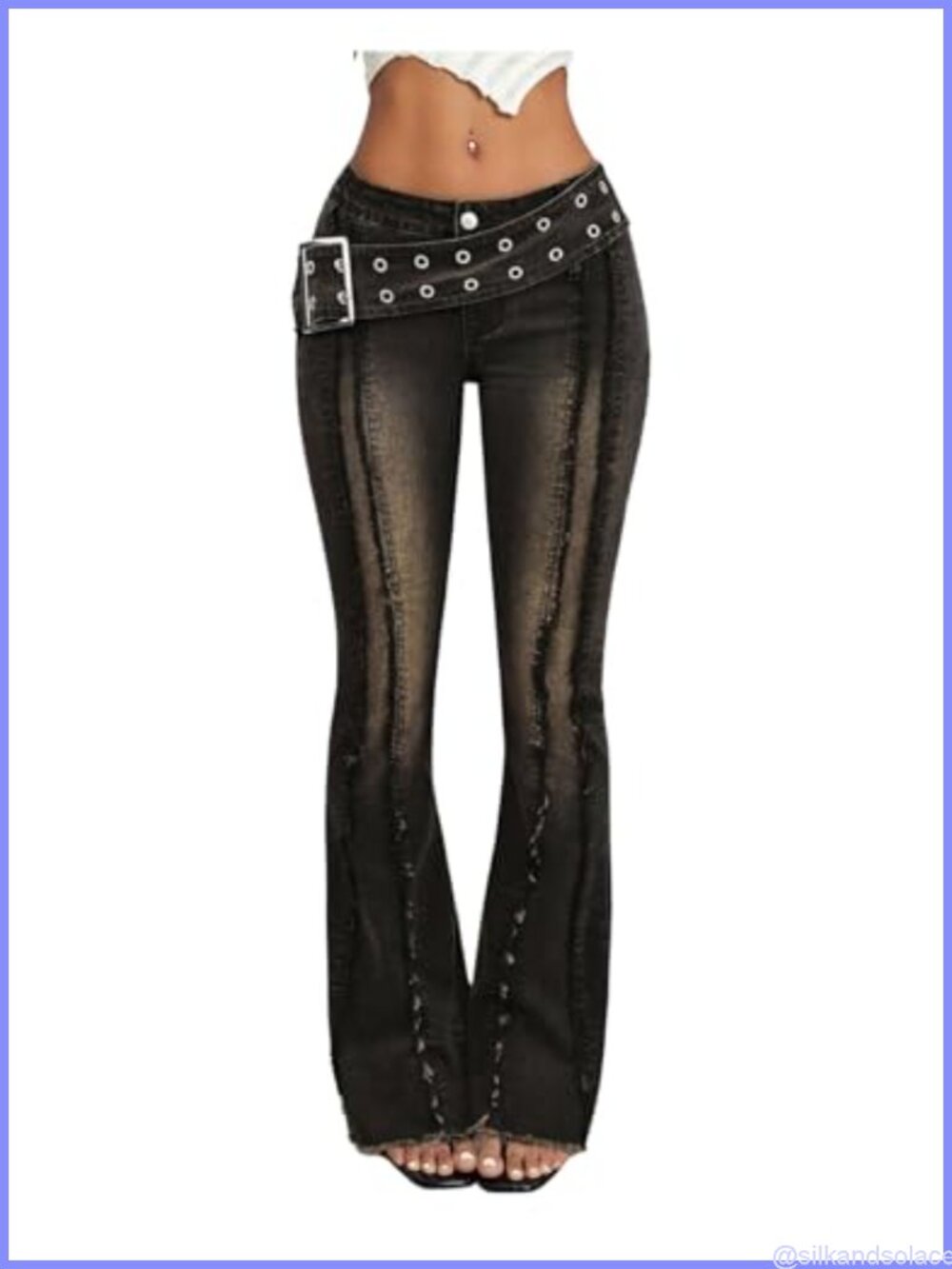 Y2K Grunge Flared Low Rise Bootcut Jeans Raw Trim